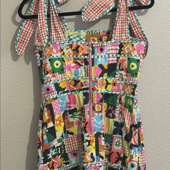 CeliaB Colorful Patchwork Tiered Midi Dress Sundress with Pockets and Fun Print - Picture 7 of 11